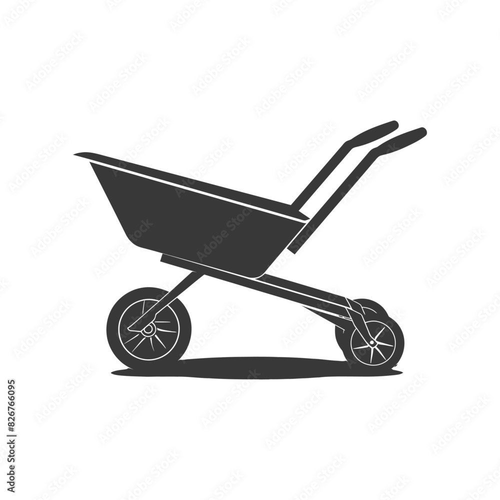 Silhouette wheelbarrow black color only Silhouette wheelbarrow black color only