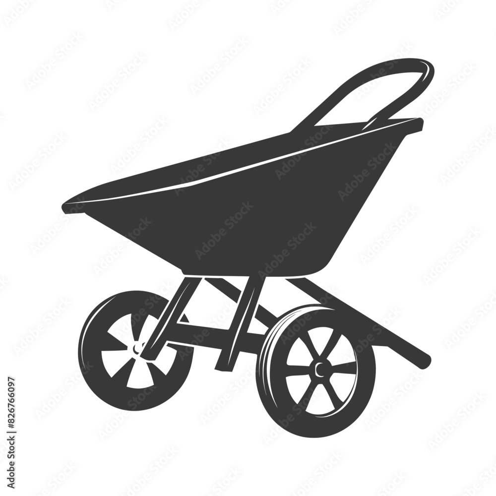 Silhouette wheelbarrow black color only Silhouette wheelbarrow black color only