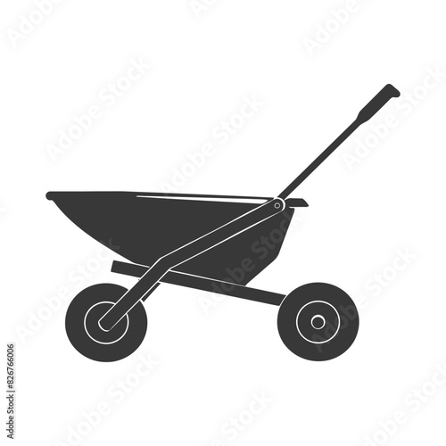 Silhouette wheelbarrow black color only