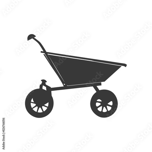 Silhouette wheelbarrow black color only