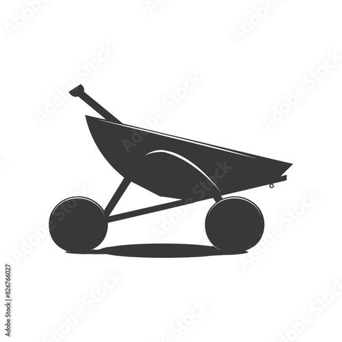 Silhouette wheelbarrow black color only