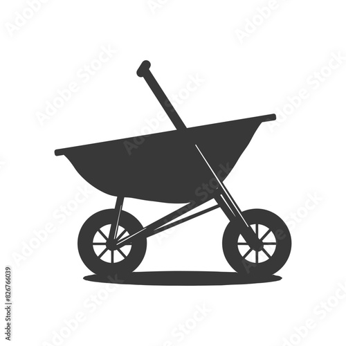 Silhouette wheelbarrow black color only