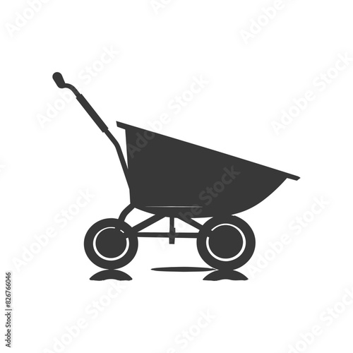 Silhouette wheelbarrow black color only