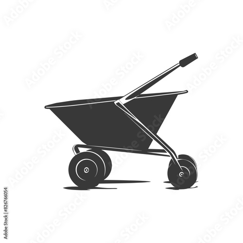 Silhouette wheelbarrow black color only