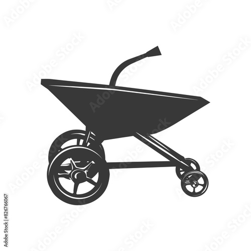 Silhouette wheelbarrow black color only