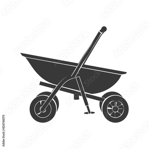 Silhouette wheelbarrow black color only