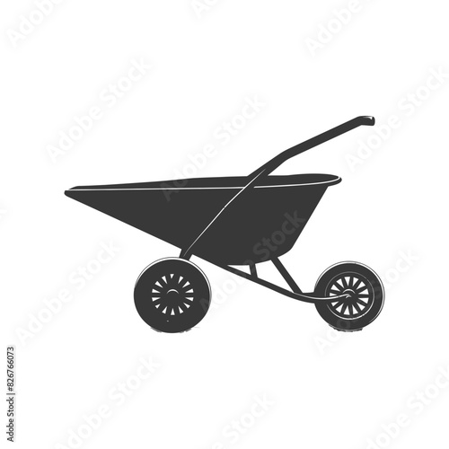 Silhouette wheelbarrow black color only