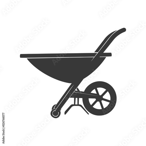 Silhouette wheelbarrow black color only