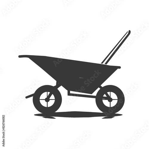 Silhouette wheelbarrow black color only