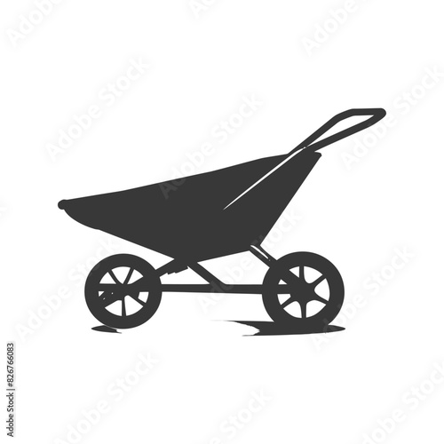 Silhouette wheelbarrow black color only