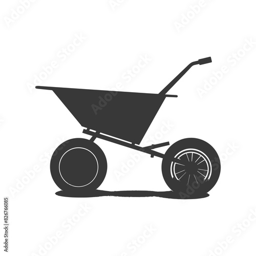 Silhouette wheelbarrow black color only