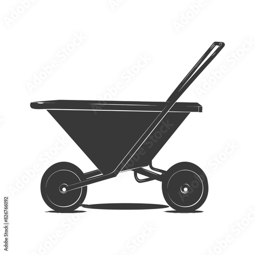 Silhouette wheelbarrow black color only