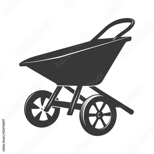 Silhouette wheelbarrow black color only