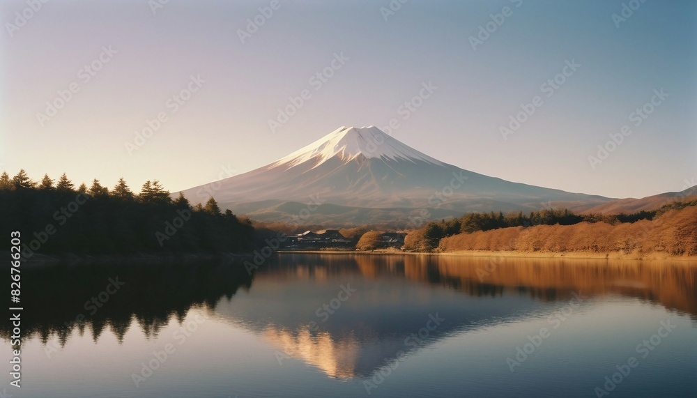 Fototapeta premium fuji mountain view from lake, long exposure 