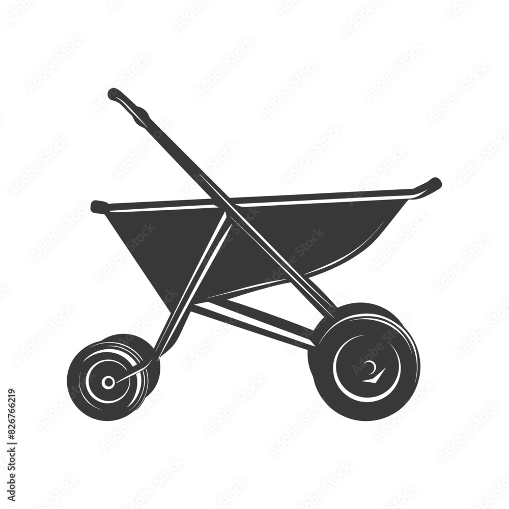 Silhouette wheelbarrow black color only Silhouette wheelbarrow black color only