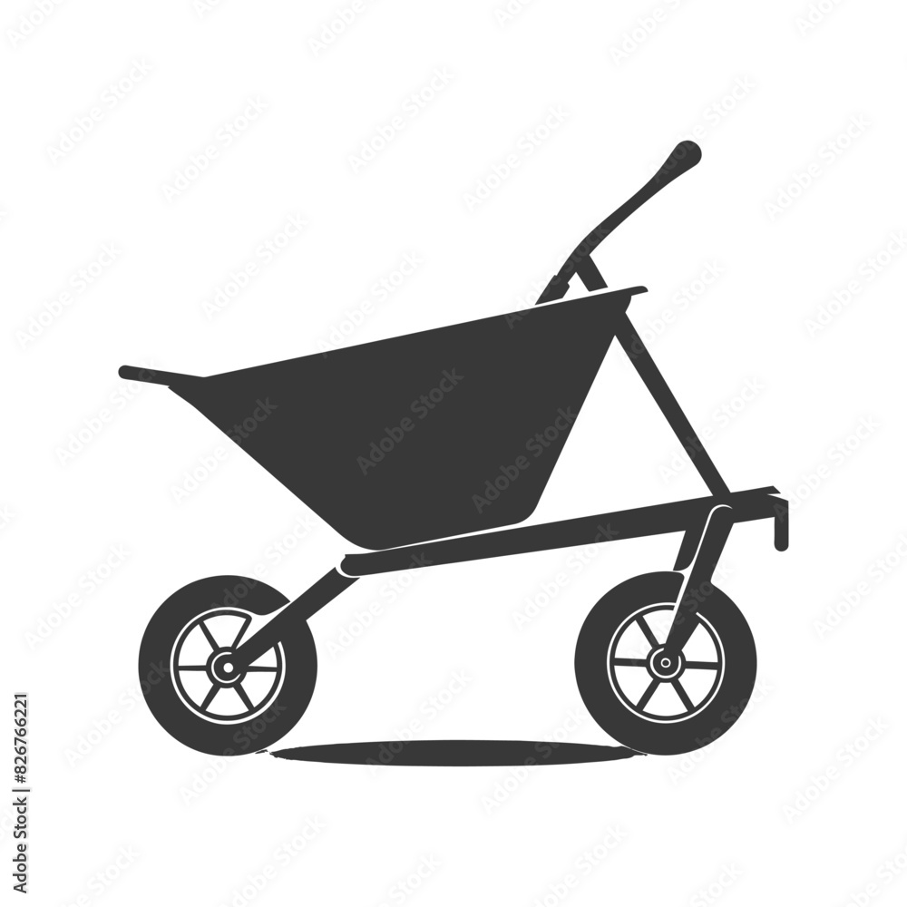 Silhouette wheelbarrow black color only