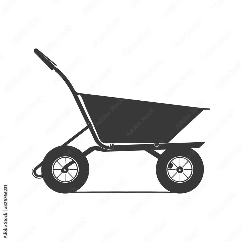 Silhouette wheelbarrow black color only Silhouette wheelbarrow black color only