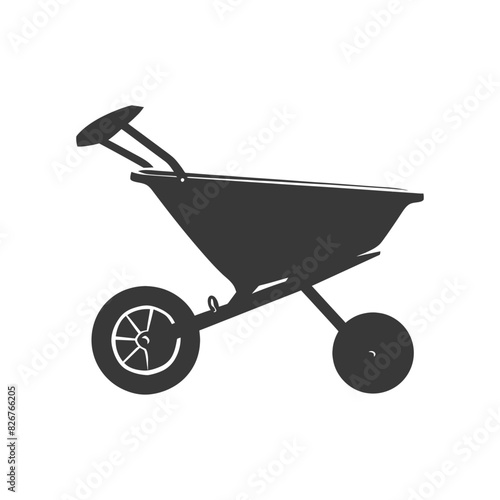 Silhouette wheelbarrow black color only