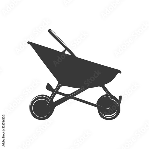 Silhouette wheelbarrow black color only