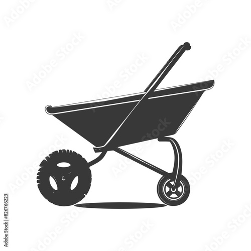 Silhouette wheelbarrow black color only