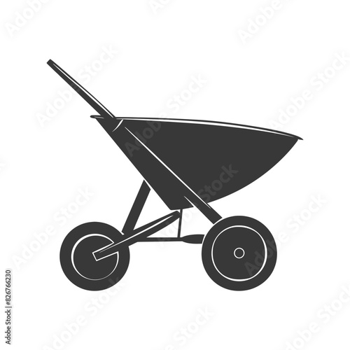 Silhouette wheelbarrow black color only