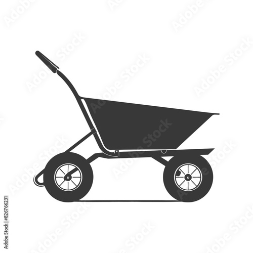 Silhouette wheelbarrow black color only