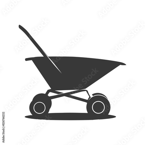 Silhouette wheelbarrow black color only