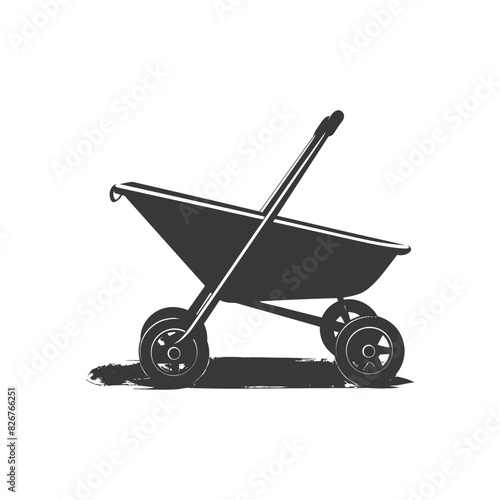 Silhouette wheelbarrow black color only