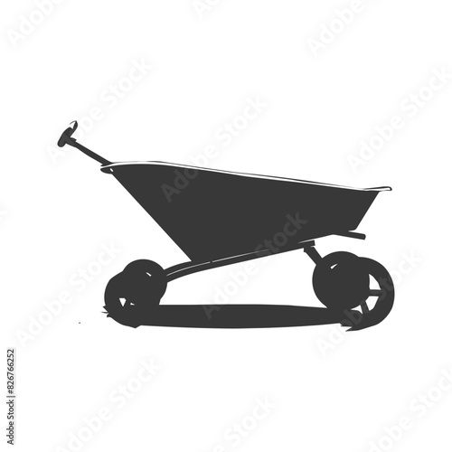 Silhouette wheelbarrow black color only