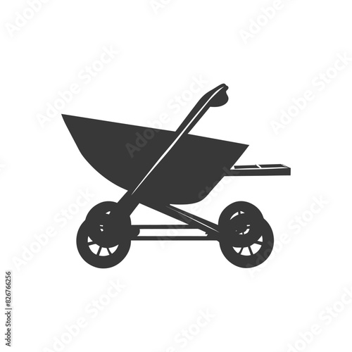 Silhouette wheelbarrow black color only