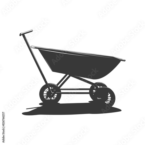 Silhouette wheelbarrow black color only