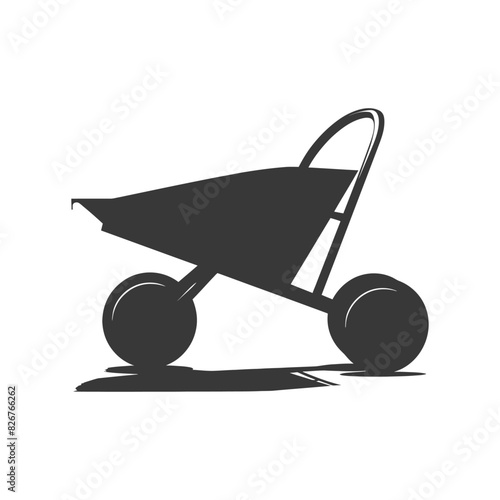 Silhouette wheelbarrow black color only