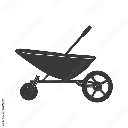 Silhouette wheelbarrow black color only