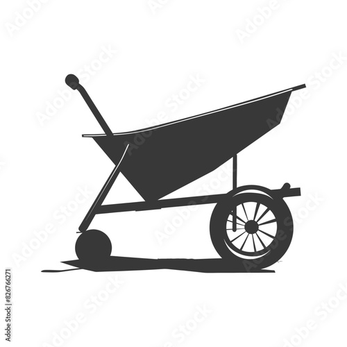 Silhouette wheelbarrow black color only