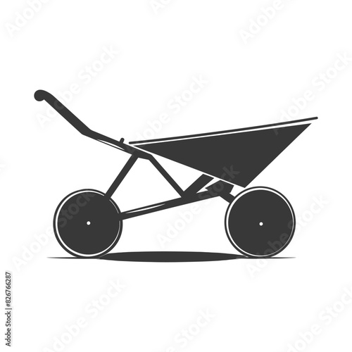 Silhouette wheelbarrow black color only