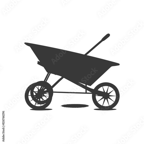 Silhouette wheelbarrow black color only