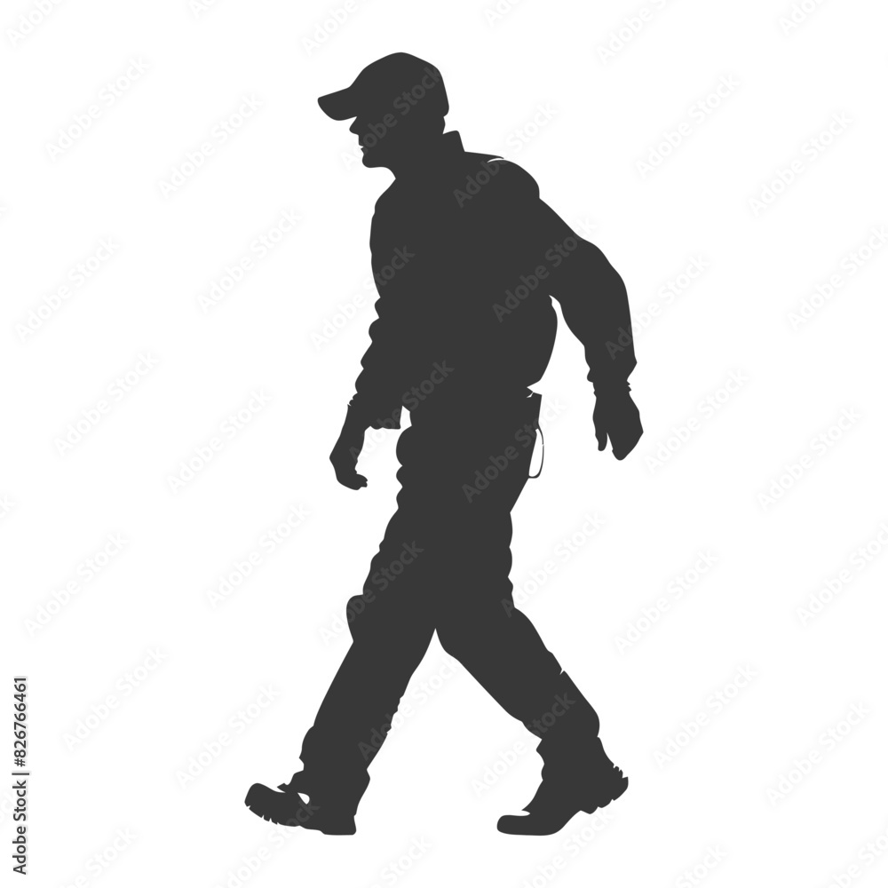 Silhouette zookeeper in action full body black color only Silhouette zookeeper in action full body black color only
