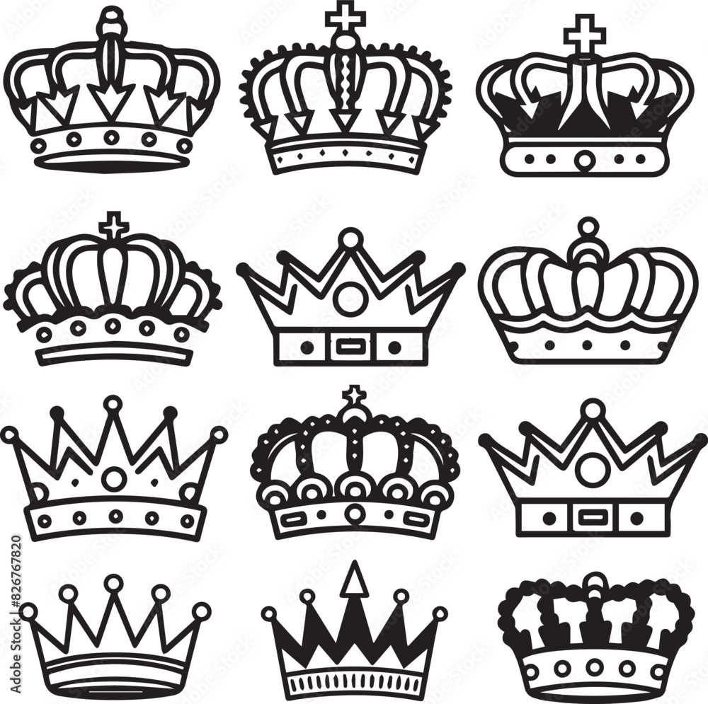 Obraz premium Crowns Silhouette Vector Set