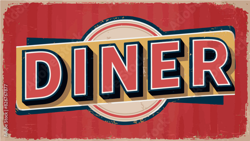 Diner Vintage Sign Vector Illustration