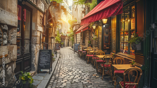 Paris Cityscape: Cozy Cafe Tables on Parisian Streets © mattegg