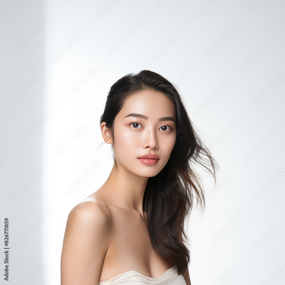 Beauty face Asain bright white background Beauty face Asain bright white background