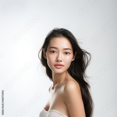 Beauty face Asain bright white background