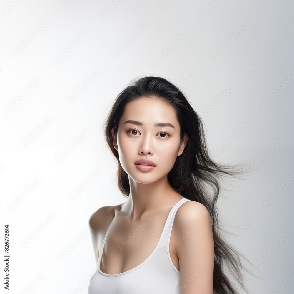 Beauty face Asain bright white background Beauty face Asain bright white background