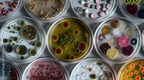 Bacterial Cultures Arranged in Mosaic Pattern