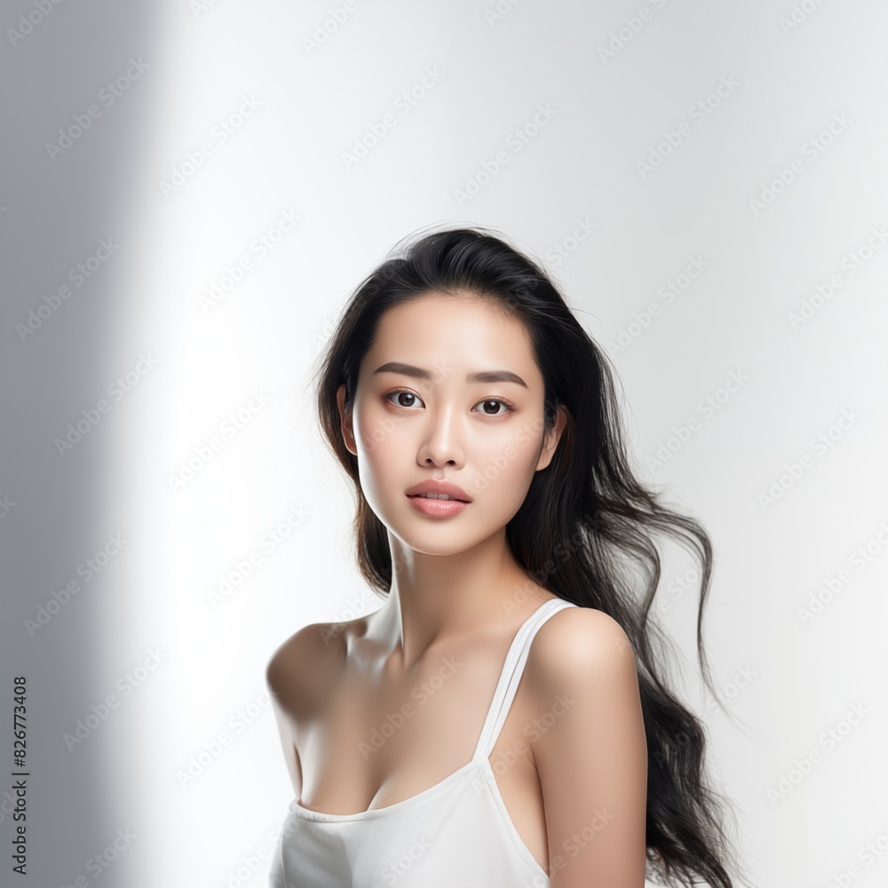Beauty face Asain bright white background Beauty face Asain bright white background