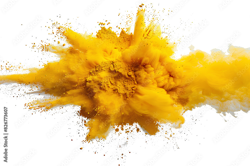 Yellow color powder explosion splash with freeze isolated on background, abstract splatter of colored dust powder.
Yellow color powder explosion splash with freeze isolated on background, abstract splatter of colored dust powder.