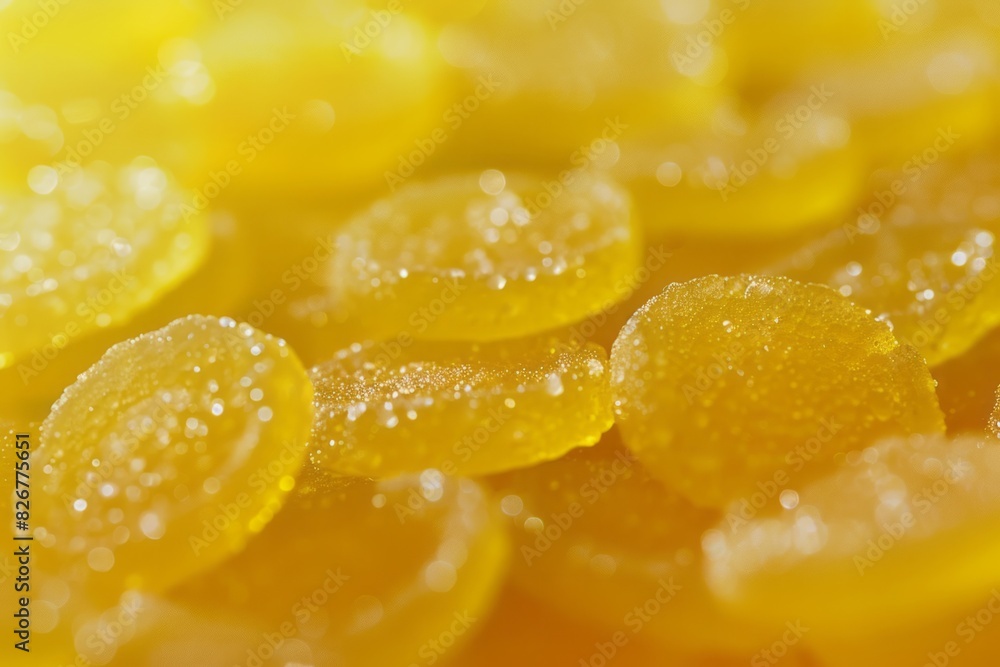 Tangy yellow lemon candy drops up close Tangy yellow lemon candy drops up close