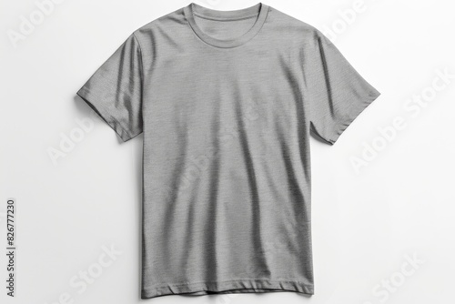 a mockup of a plain classic heather grey t-shirt on a solid white background photo