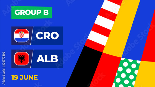 Croatia vs Albania football 2024 match versus. 2024 group stage championship match versus teams intro sport background, championship competition.