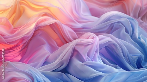 3D Render wallpaper of abstract color fabric floating